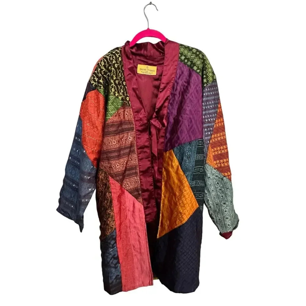 Vintage Sacred Threads Patchwork Kimono Jacket duster
 Size S/M